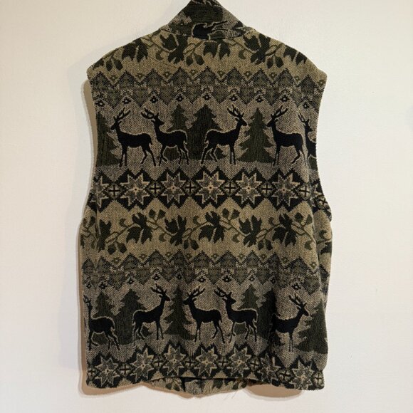Vintage True Grit Sherpa Fleece Vest with Winter Pattern, Large - Picture 6 of 6